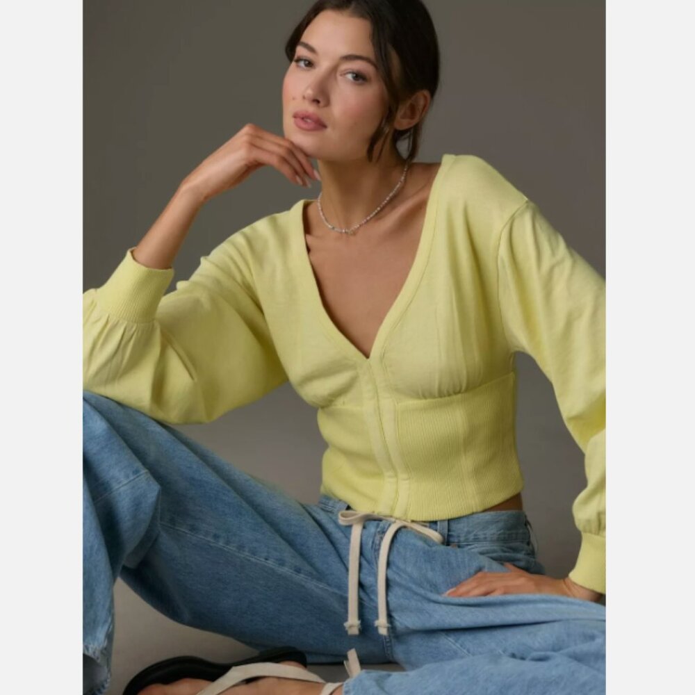 Brand New Pilcro Long-Sleeve Cropped Sweatshirt